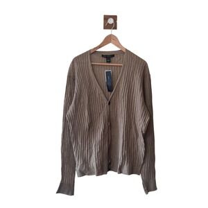 Marc by Marc Jacobs Mens Khaki Ribbed Cotton Linen Cardigan M2111713 XL